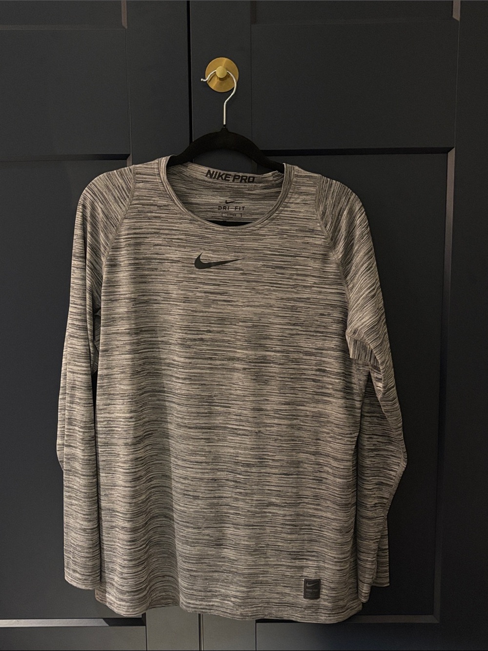Nike Long Sleeve Dri-FIT Heathered Gray Performance Top